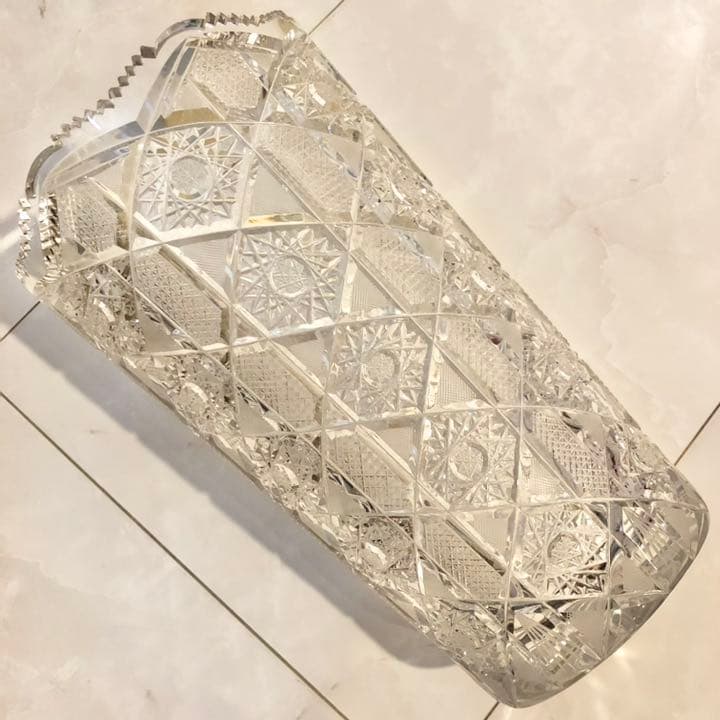 #37 ボヘミア　ガラス　花瓶　花器　Bohemia ハンドカット　クリスタル