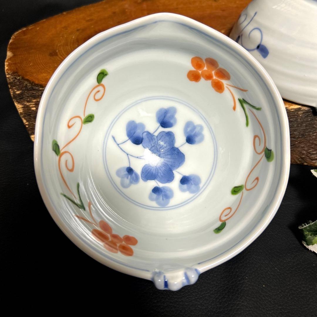新品　有田焼　祥玉窯　一閑人　染付花紋　片口小鉢　中鉢　煮物鉢　多用鉢