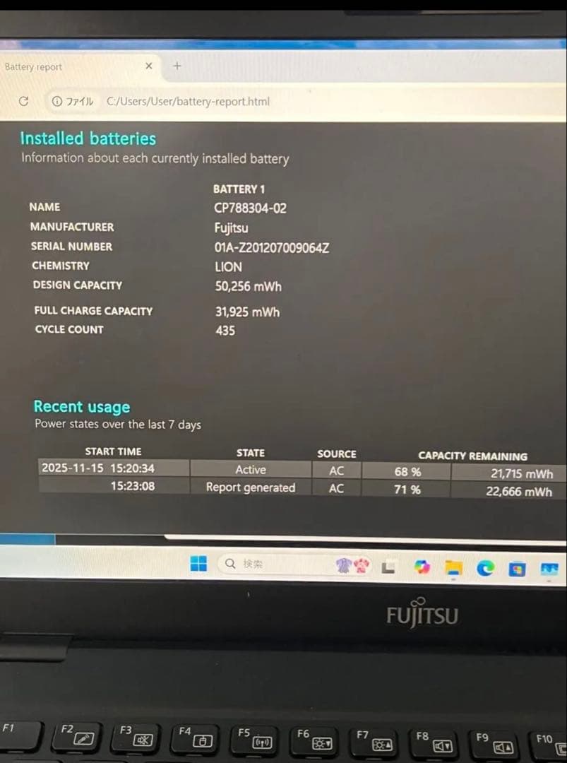 Windows11 富士通製ノートパソコン