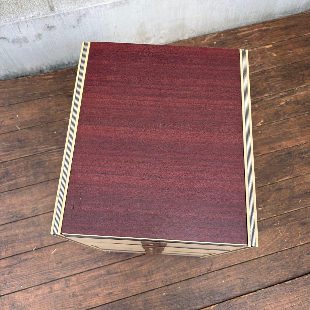 C1 昭和レトロ レトロポップ 木製ミニチェスト 丸型取っ手 5段 古家具古道具