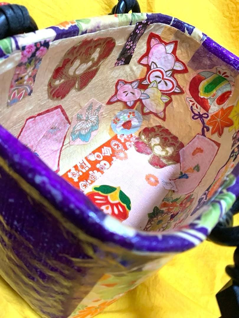 チーボー 　一閑張りバッグ　紫地