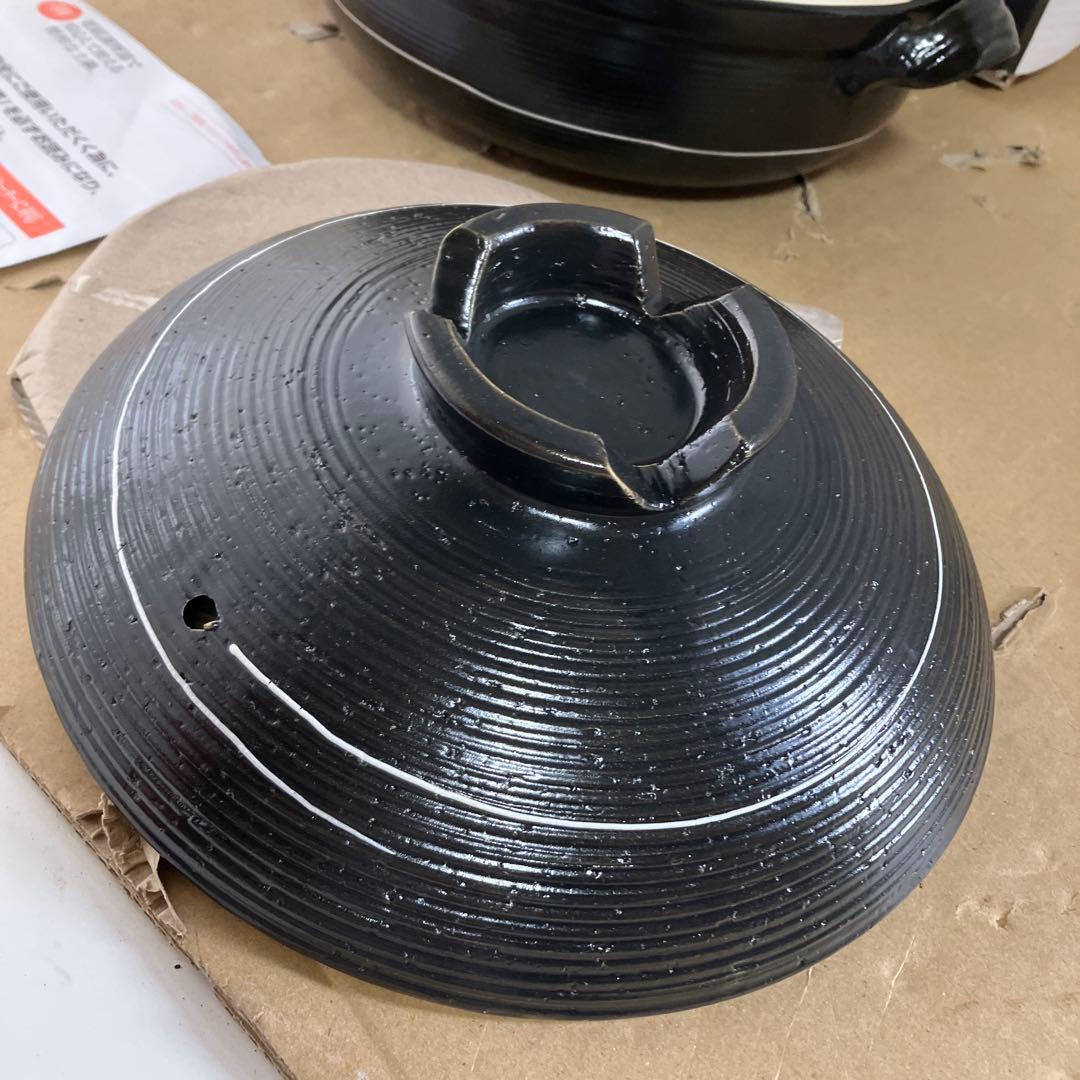 イシガキ　土鍋　９号　3.5L　漆黒　28cm　IH対応　ステンレスプレート付