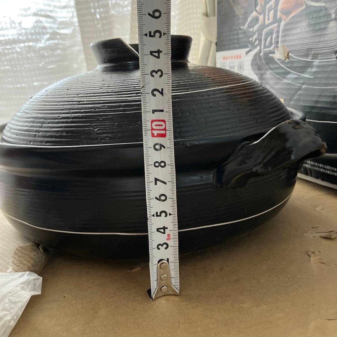 イシガキ　土鍋　９号　3.5L　漆黒　28cm　IH対応　ステンレスプレート付