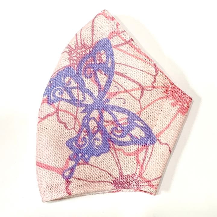 No.253 オーダーマスク　ハンドメイド　蝶々　花柄　ピンク　おまとめ割