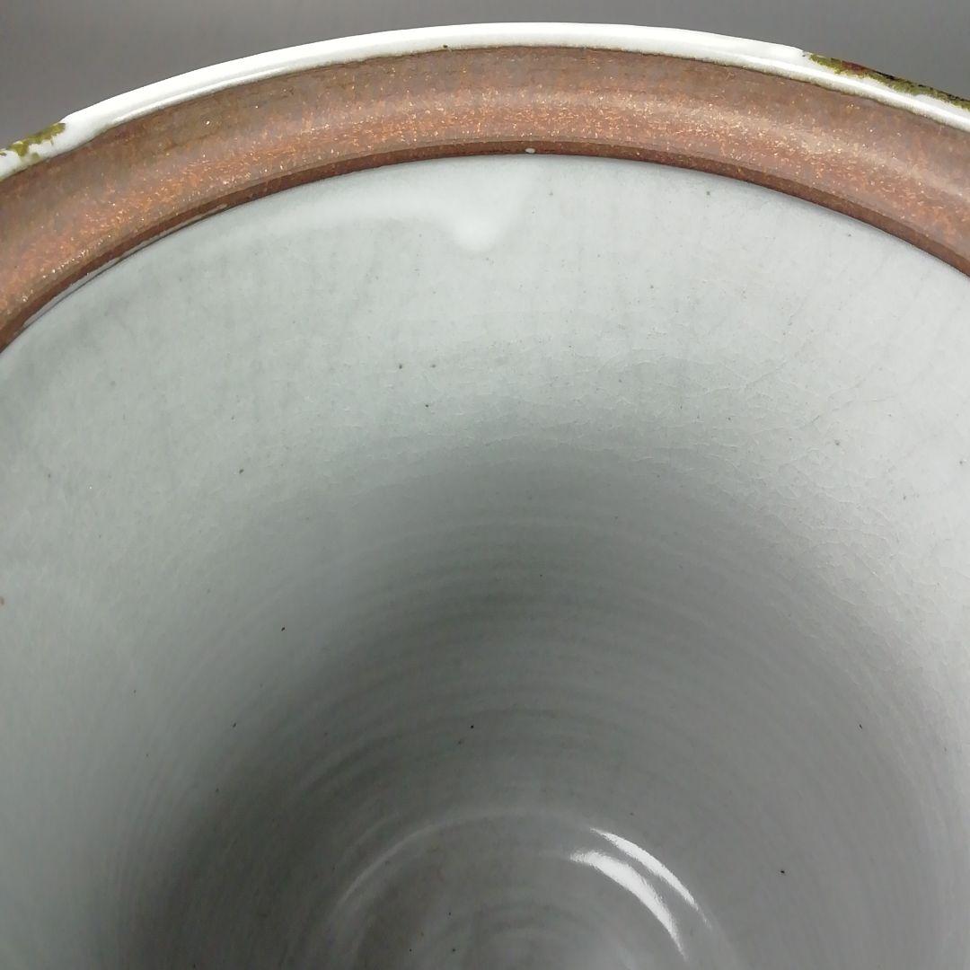 Ｗ１５２　水指　『赤絵　草花文』『文月和香 作』　共箱　茶道具