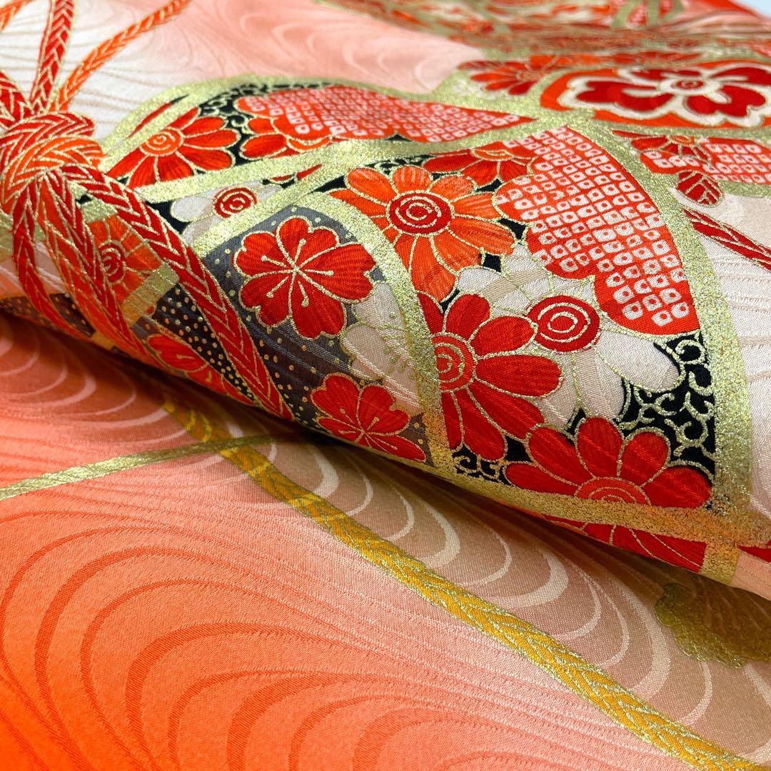 ◎mk-1007　七五三　女の子　着物・襦袢セット　7歳　金駒刺繍　　2-16