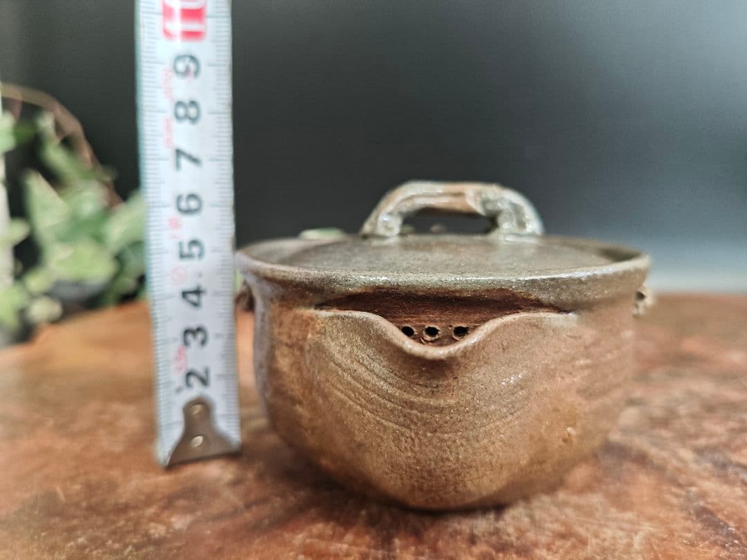 A122【作家物】青備前 宝瓶 霊芝 急須 茶道具 寛山作