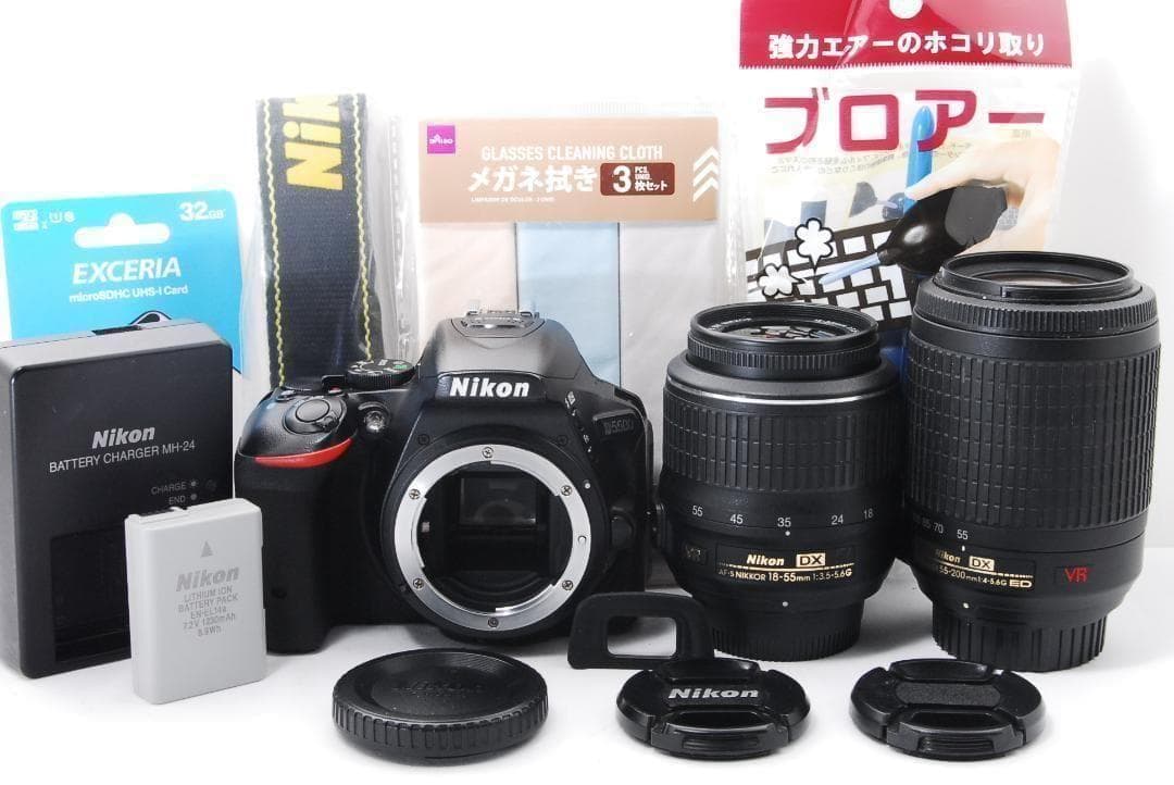 Nikon D5500 ダブルレンズセット 一眼レフカメラ スマホ転送機能搭載