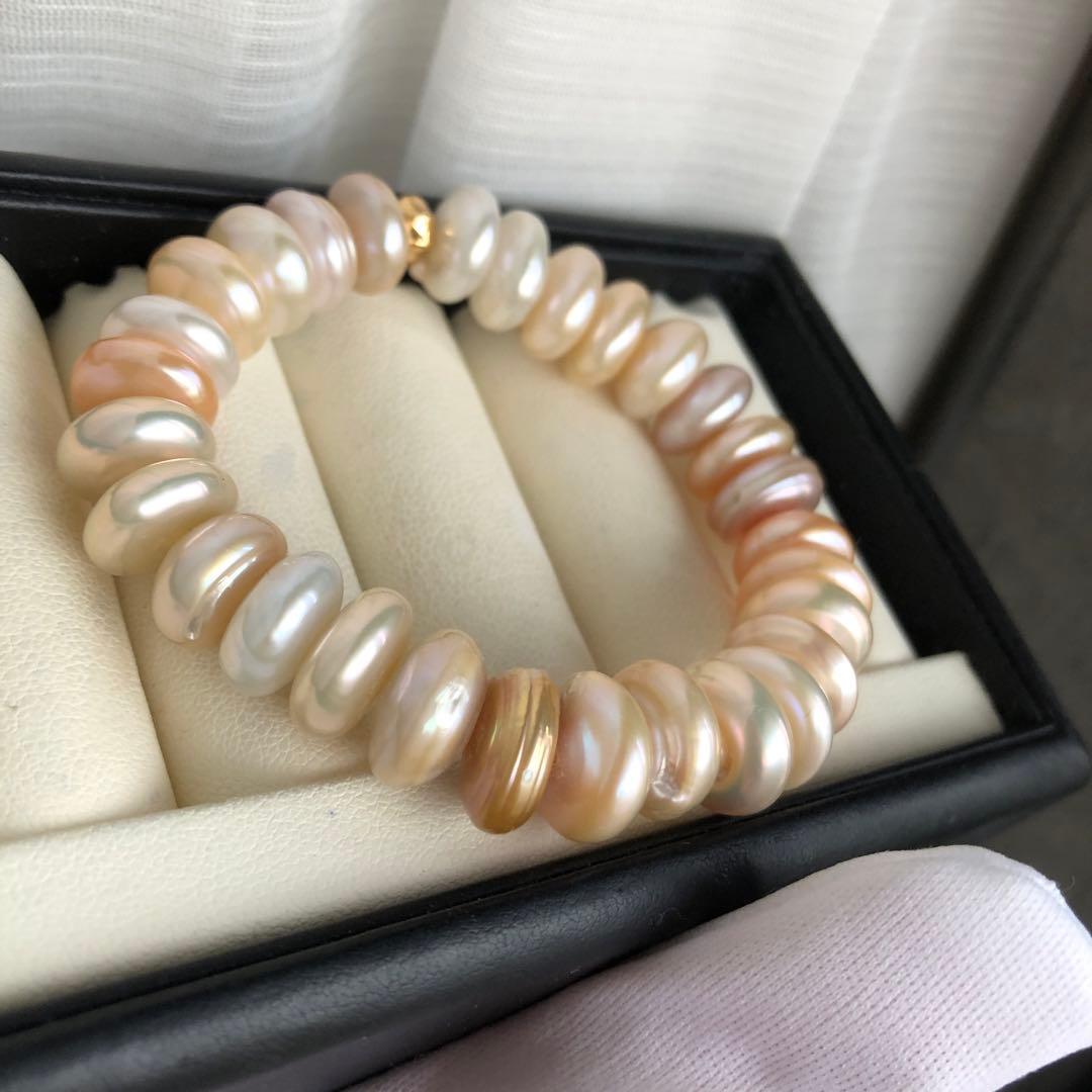 本真珠　淡水バロックパール　ブレスレットMR57　ゴムタイプ