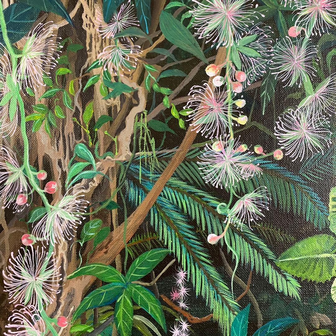 絵画　アクリル画家　『一夜の幻』 サガリバナ