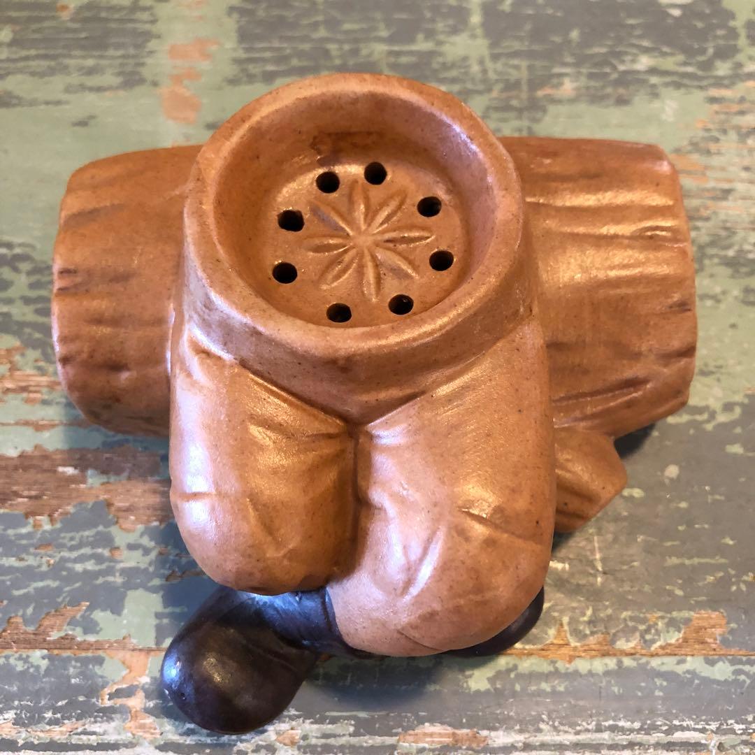 【煙出し人形】パイプおじさん 京都松栄堂 お香立て 香炉 陶器