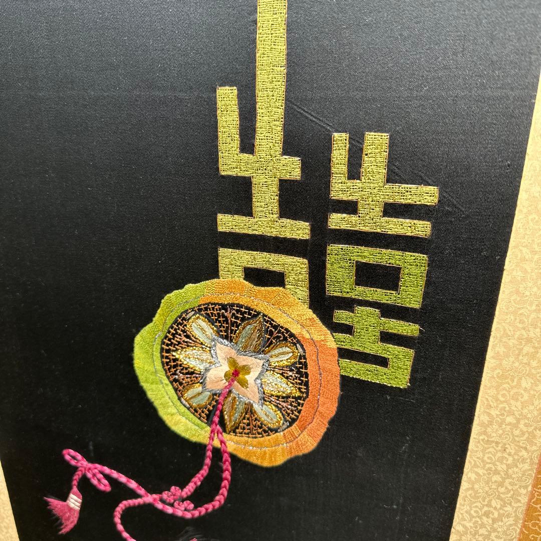 ら*ぱ様 韓国 刺繍の特大屏風 幅約3m 8連 衝立 パーテーション 伝統工芸
