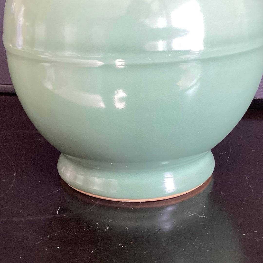 京焼 二代 加藤渓山 天龍寺　青磁 花生 花瓶 花入　花器　フラワーベース