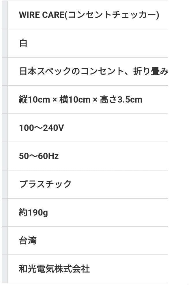 コンセントチェッカー WIRE CARE　ワイヤーケア