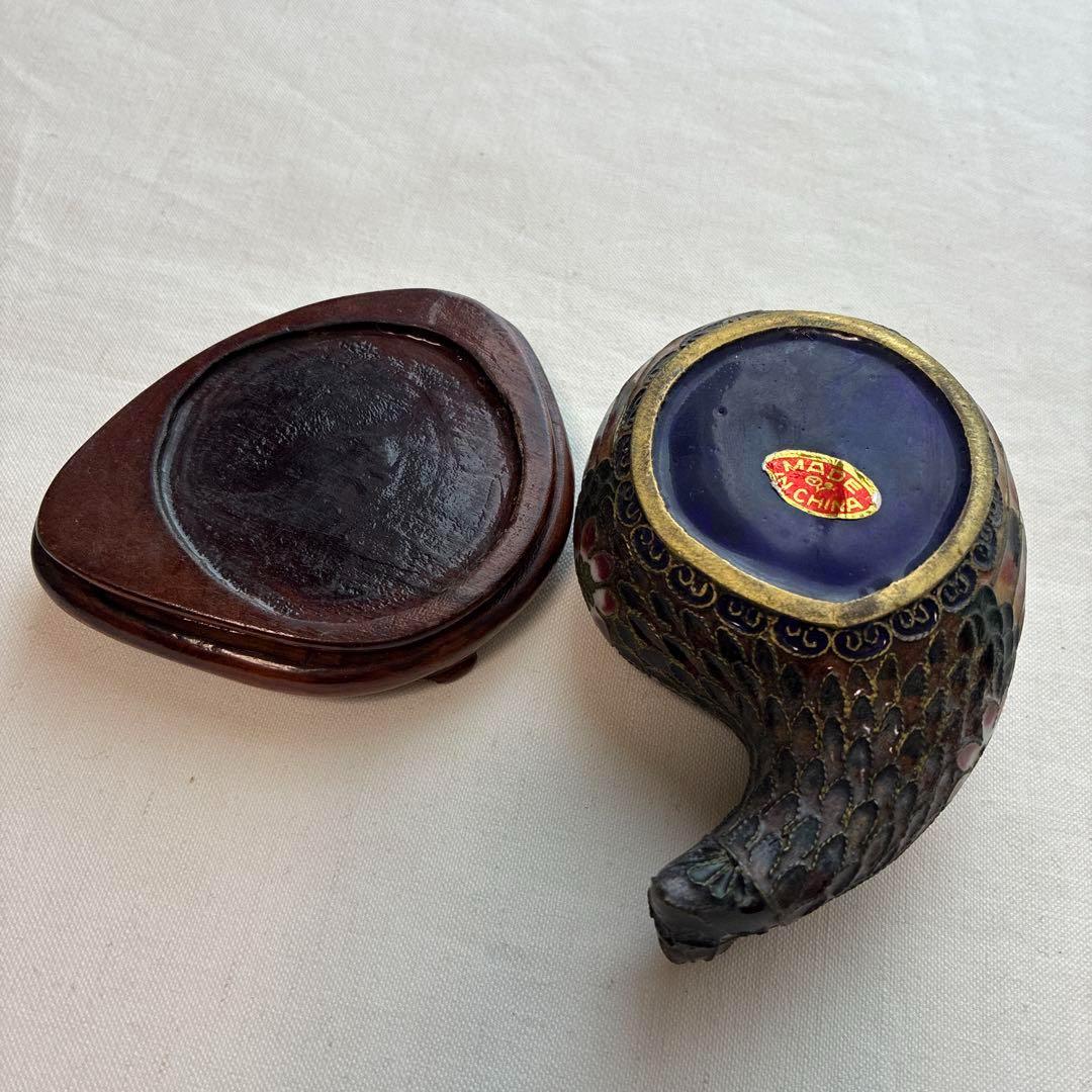 50) 激レア 希少　ヴィンテージ 中国 七宝 灰皿 風水 鴨 動物 鳥