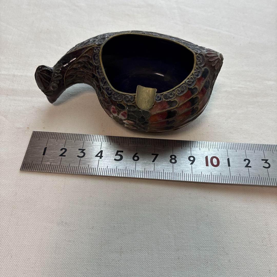 50) 激レア 希少　ヴィンテージ 中国 七宝 灰皿 風水 鴨 動物 鳥