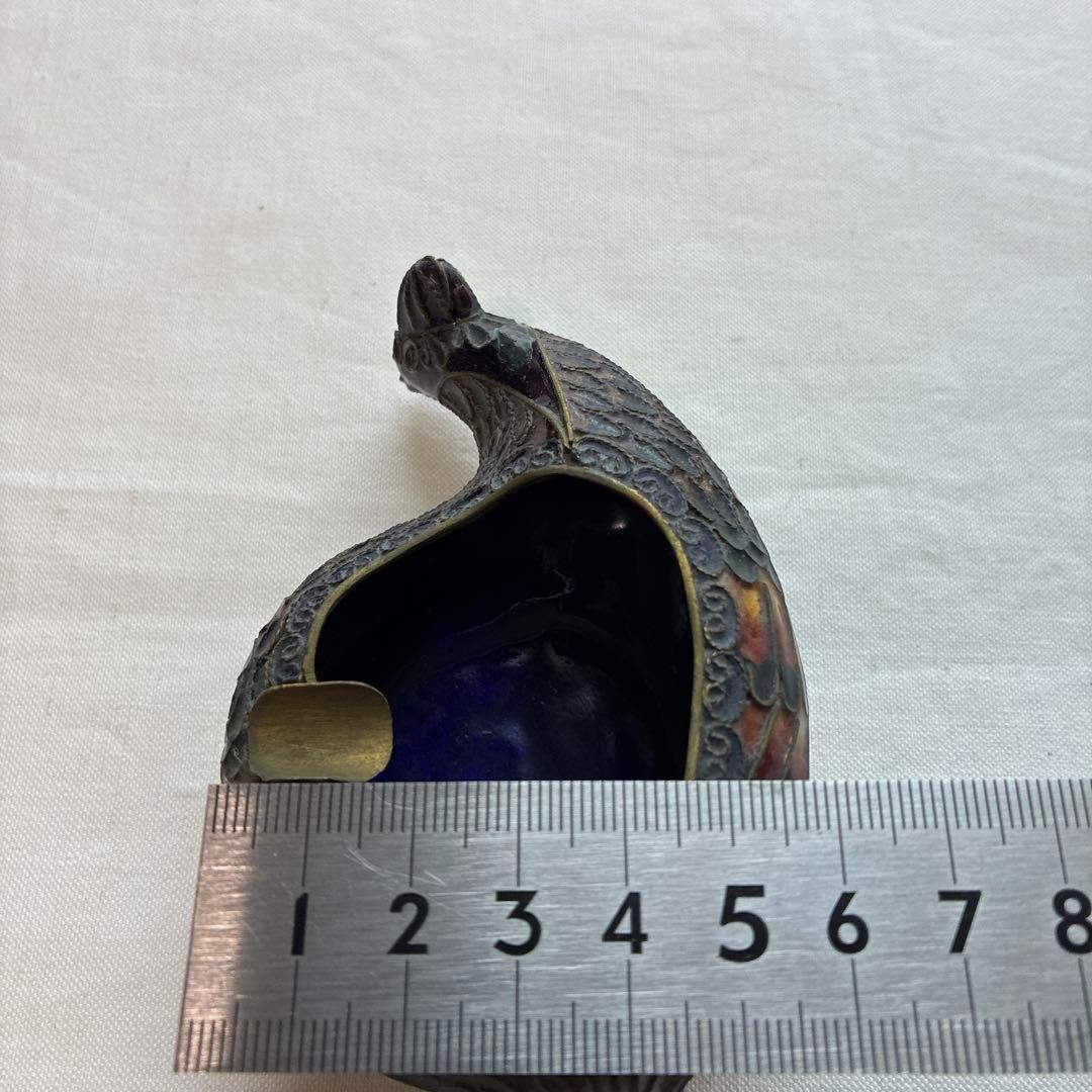 50) 激レア 希少　ヴィンテージ 中国 七宝 灰皿 風水 鴨 動物 鳥