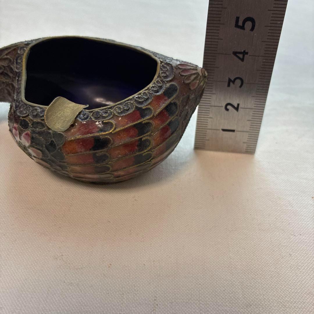 50) 激レア 希少　ヴィンテージ 中国 七宝 灰皿 風水 鴨 動物 鳥