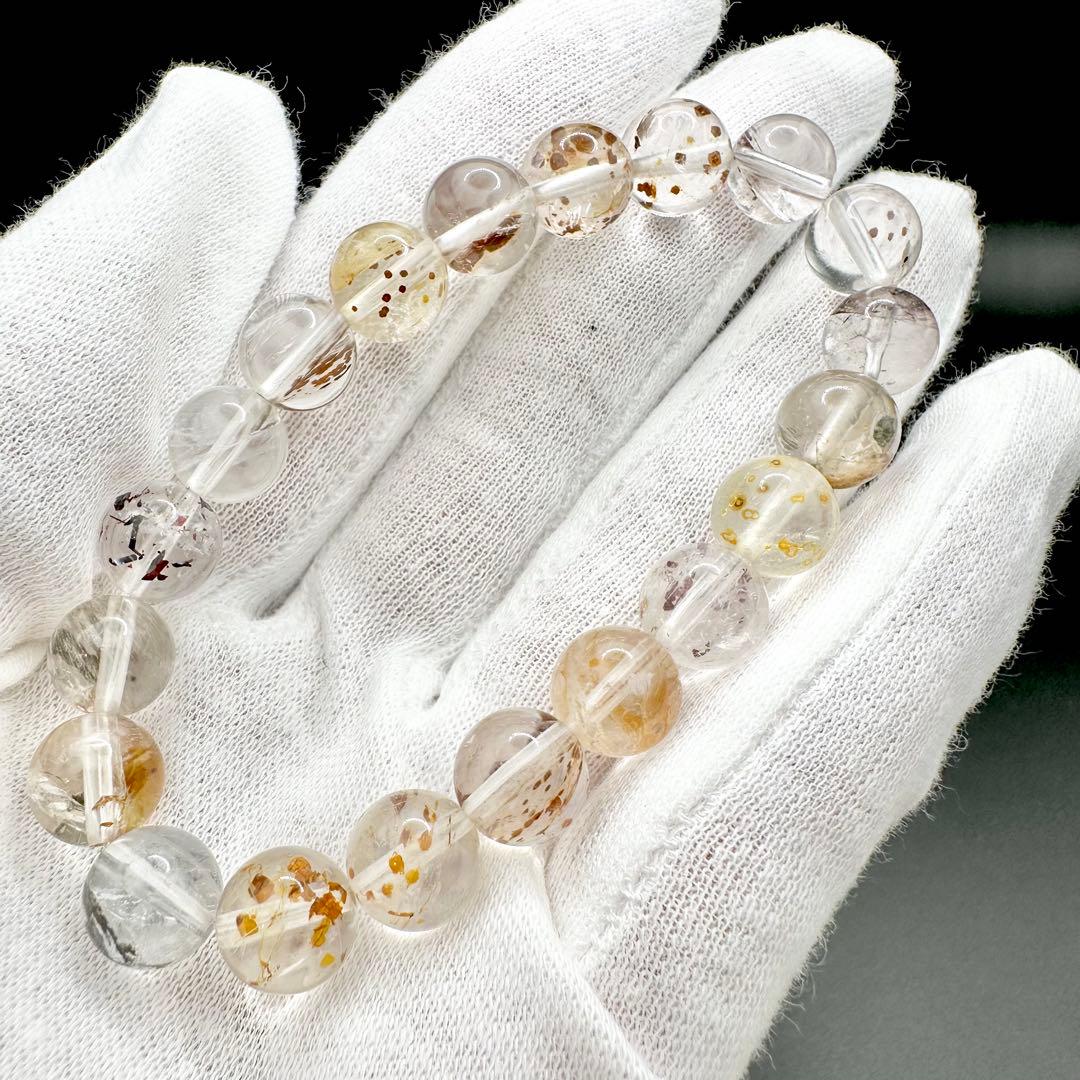 ライモナイトマーカサイトインクォーツ　ブレスレット