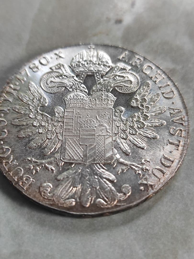 1780年　オーストリア　マリアテレジア　ターラー銀貨　返品保証