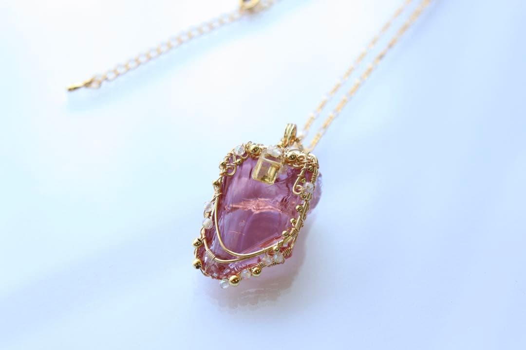 アンダラクリスタルのワイヤージュエリーネックレス⟡原石ヒーリングペンダント