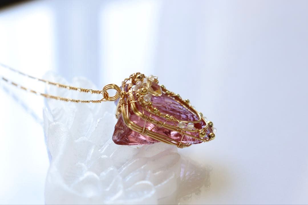 アンダラクリスタルのワイヤージュエリーネックレス⟡原石ヒーリングペンダント