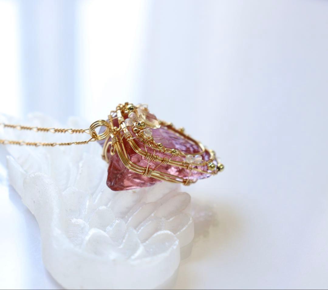 アンダラクリスタルのワイヤージュエリーネックレス⟡原石ヒーリングペンダント