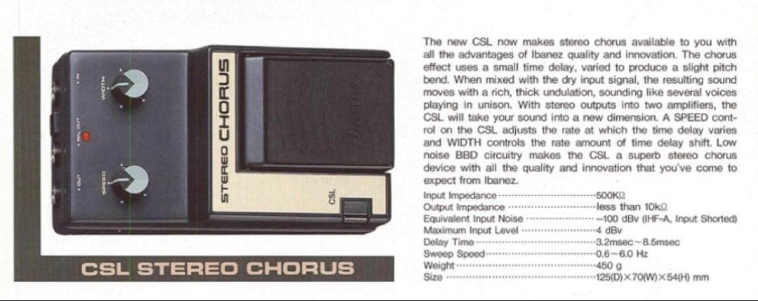 Ibanez CSL Stereo Chorus エフェクター BBD