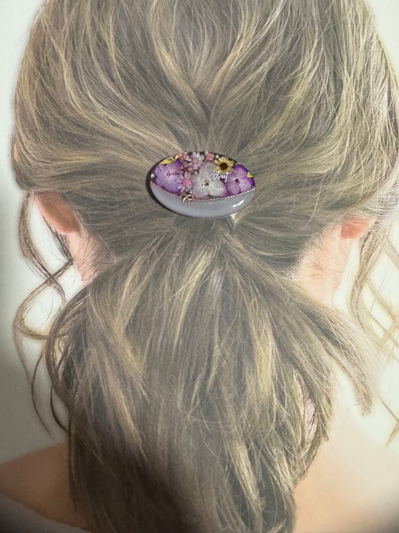 レジンヘアゴム☆No.456 オーバルリボン