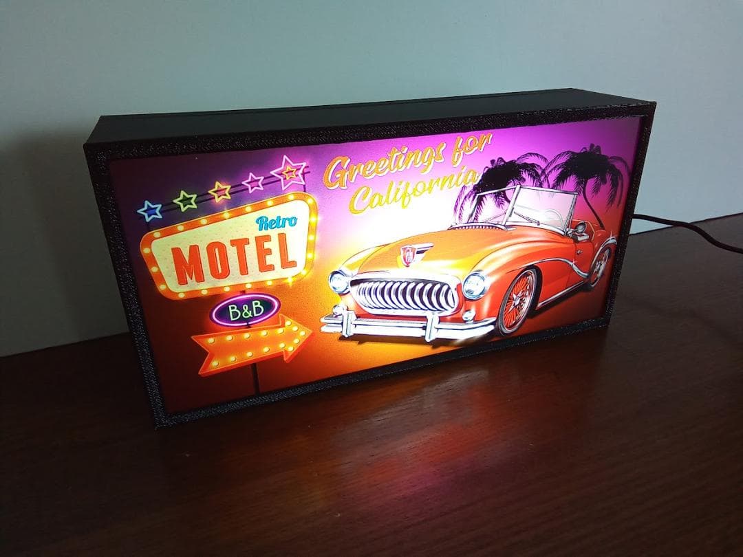 アメリカン雑貨 アメ車 モーテル ランプ 看板 置物 雑貨 LEDライトBOX