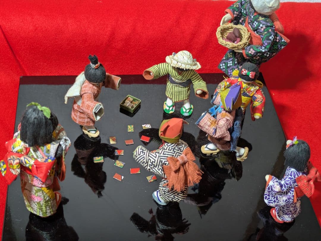 和紙人形　和紙細工　昭和メンコ遊び　ハンドメイド１点物