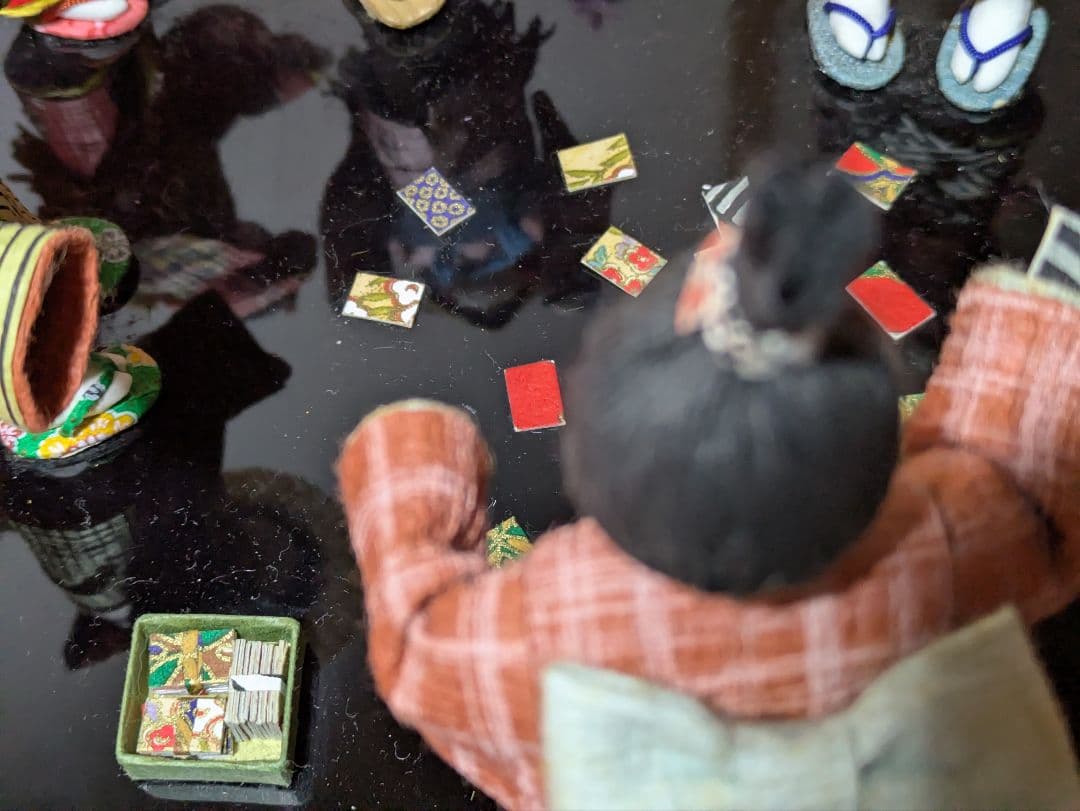 和紙人形　和紙細工　昭和メンコ遊び　ハンドメイド１点物