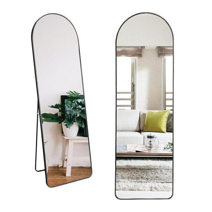 スタンドミラー アーチ型 シルバー 150cmx40cm 全身鏡 壁掛け 姿見