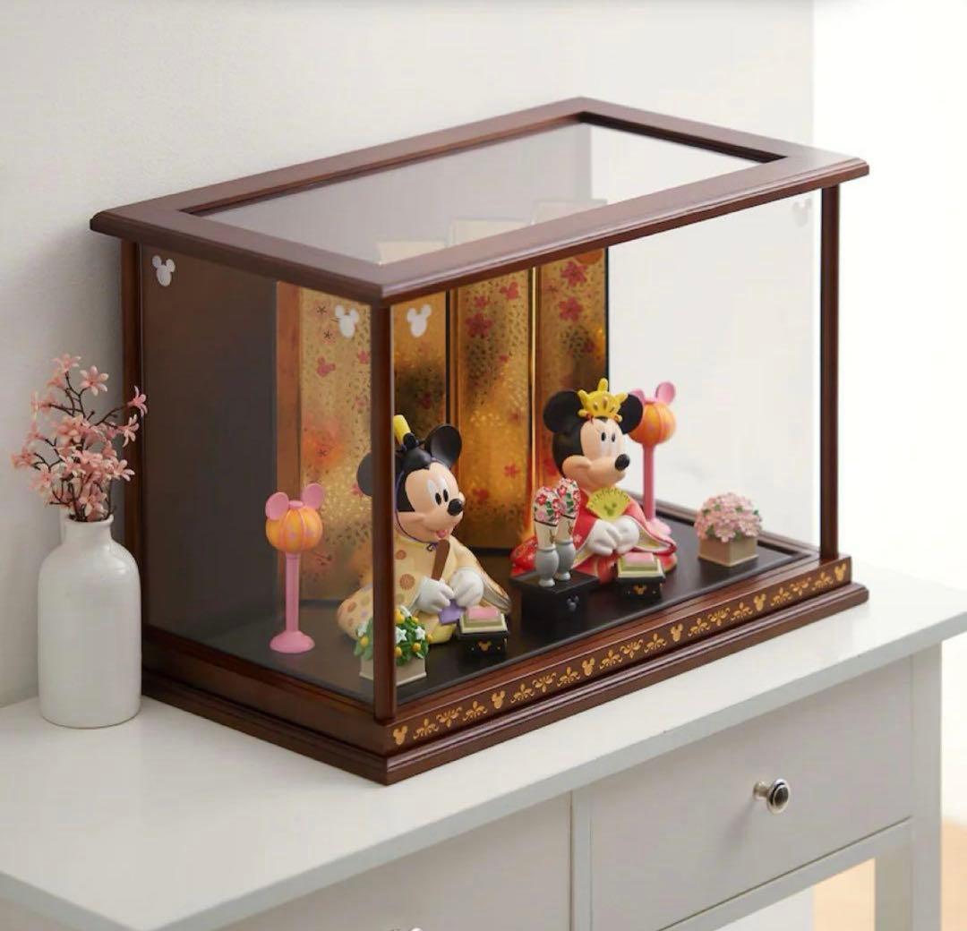 [ほぼ未使用]ベルメゾン ディズニーの親王飾り(ミッキー＆ミニー) 専用ケース付