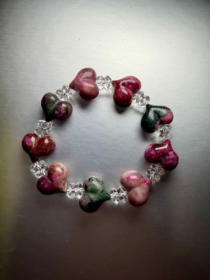 コバルトカルサイト　ブレスレット　ハート型　13.7mm 内径16cm 天然石