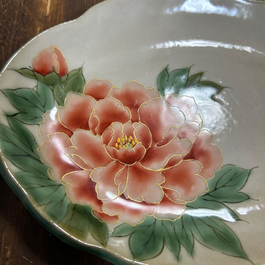 京都　京焼　清水焼　とうあん　陶葊　　オーバル皿　芍薬