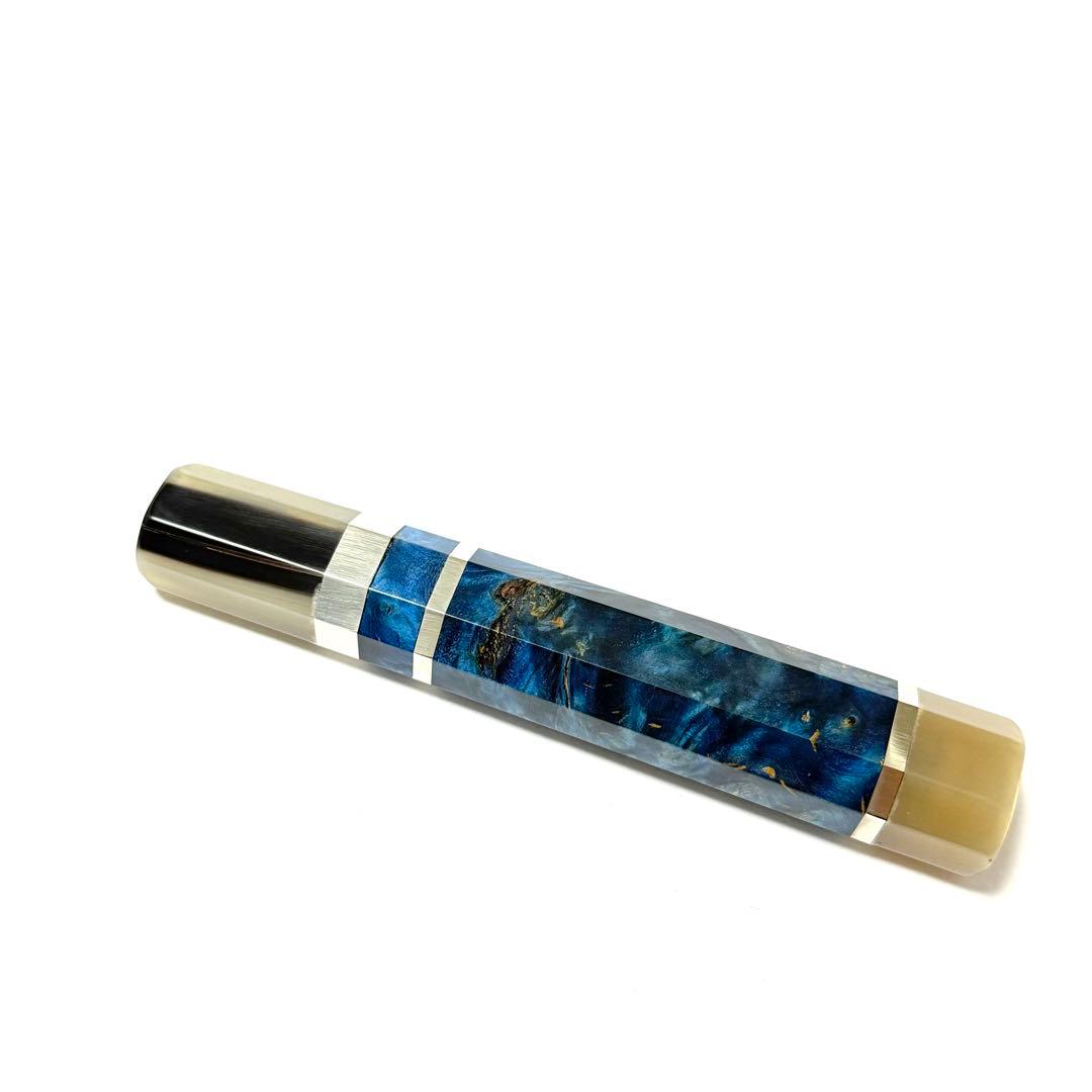 三段銀巻 白水牛角 柳刃240 包丁の柄 柳刃8寸 スタビライズドウッド