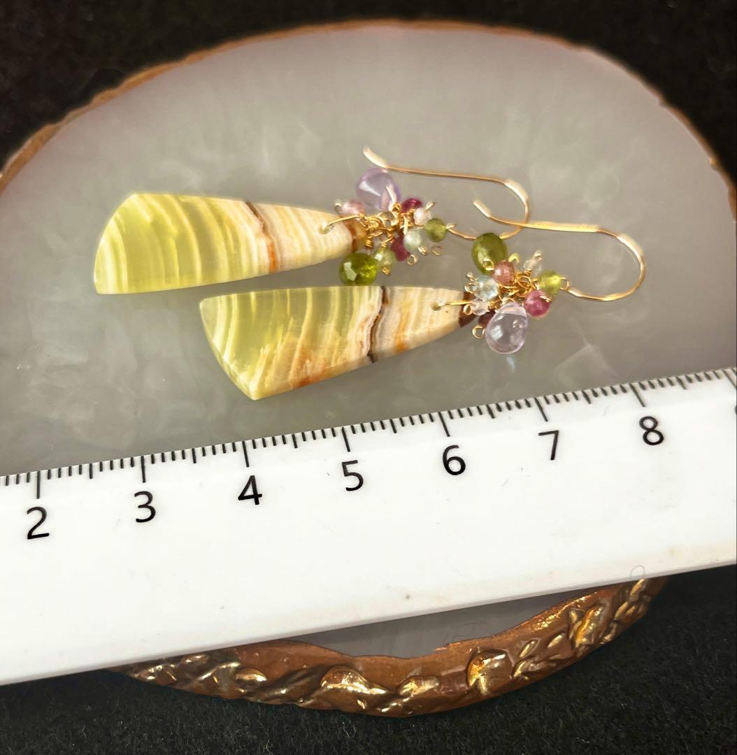 バンデッドカルサイトマーブルのピアス