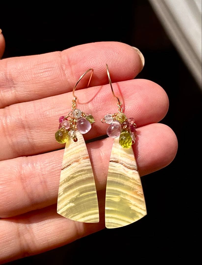 バンデッドカルサイトマーブルのピアス