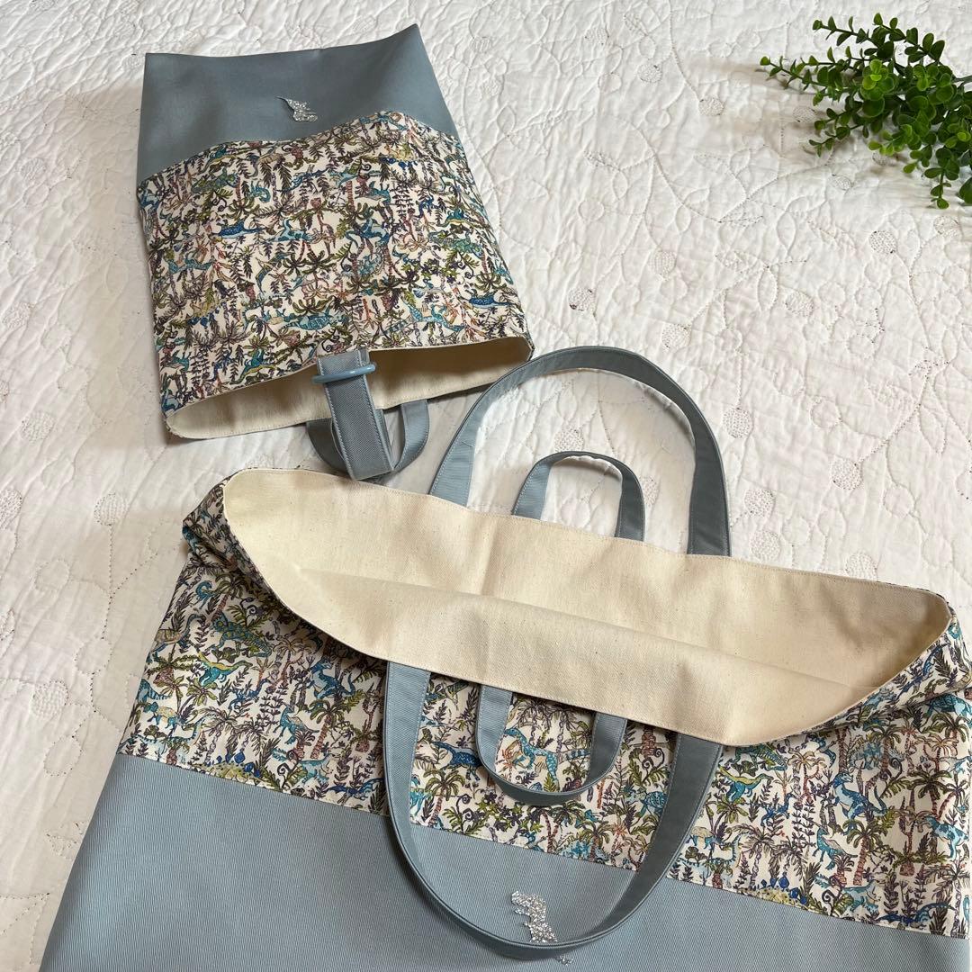 リバティ　ランブルアンドロアー　ループ付き　絵本袋　ナップサック　上靴袋　3点