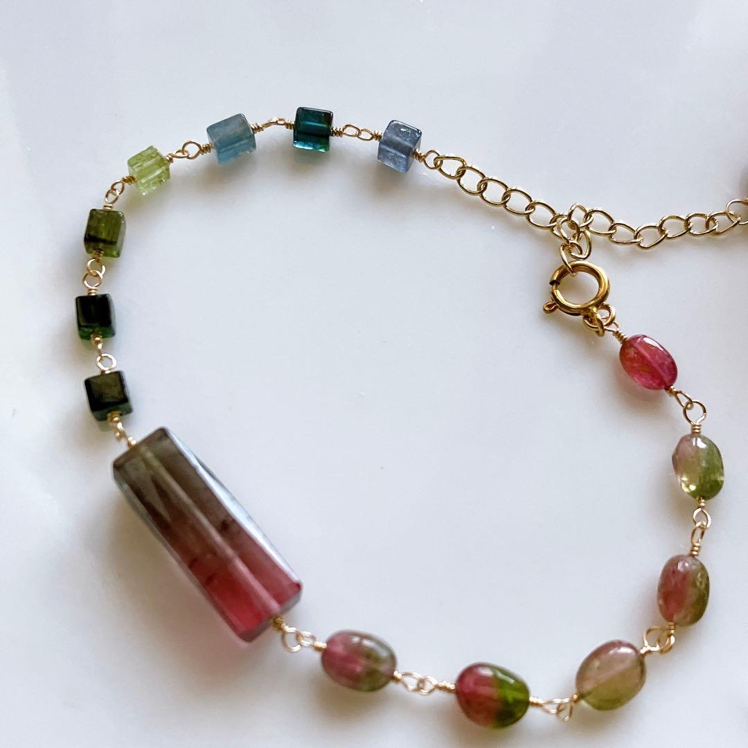 もりにかえる◆ウォーターメロントルマリンブレスレット✧14kgf