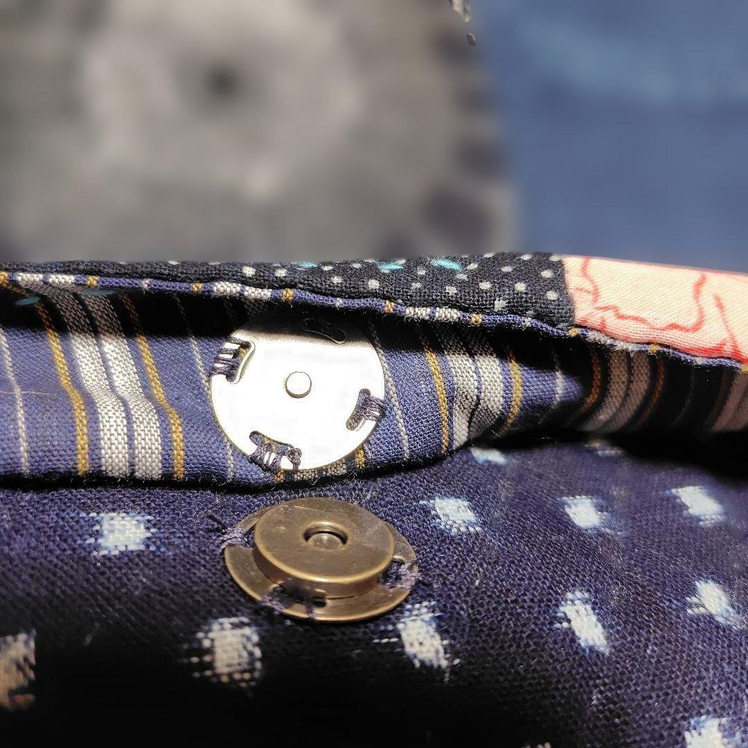 古布　雪ん子絣の大きめトートバッグ　全て手縫い　一点物