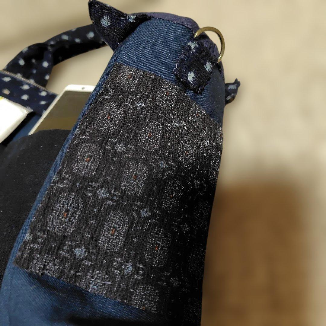 古布　雪ん子絣の大きめトートバッグ　全て手縫い　一点物