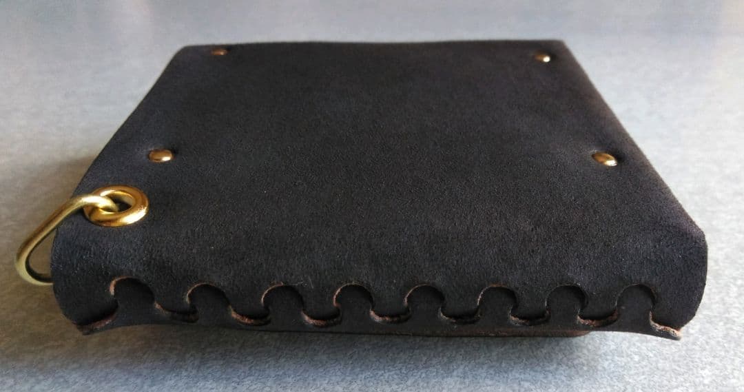 茶芯 丘染め★スマート・トラッカーウォレットＬ改　ブラック★栃木レザーヌメ革