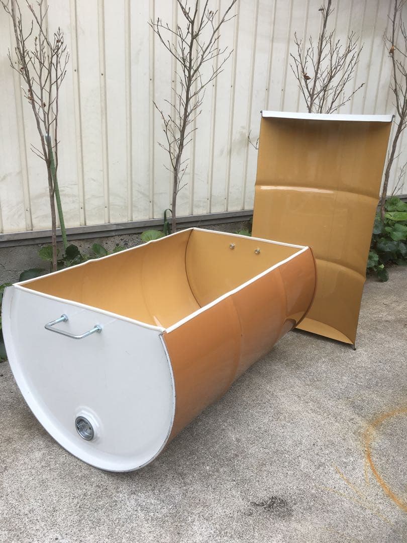 ドラム缶風呂 横置きタイプ 蓋あり すのこ付き