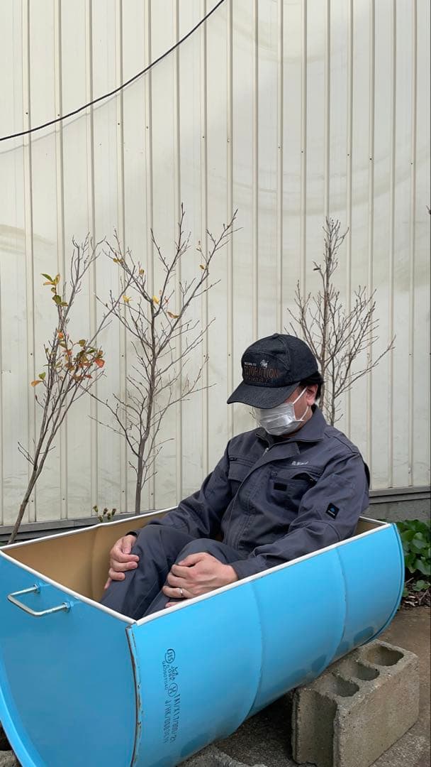 ドラム缶風呂 横置きタイプ 蓋あり すのこ付き