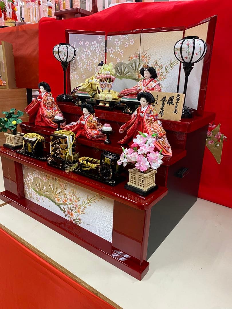 東京久月　親王五人飾り収納用三段セット・間口約６０×奥行約４６×高さ約６１㎝