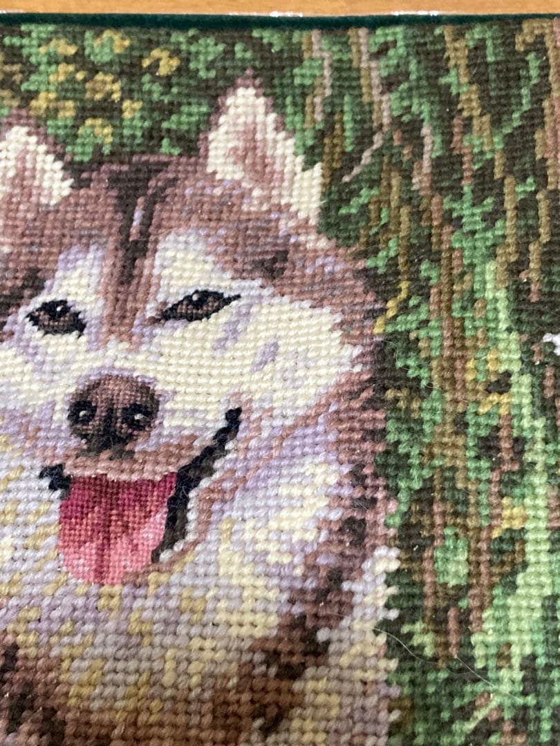 Needlepointシベリアンハスキー　クッションカバー