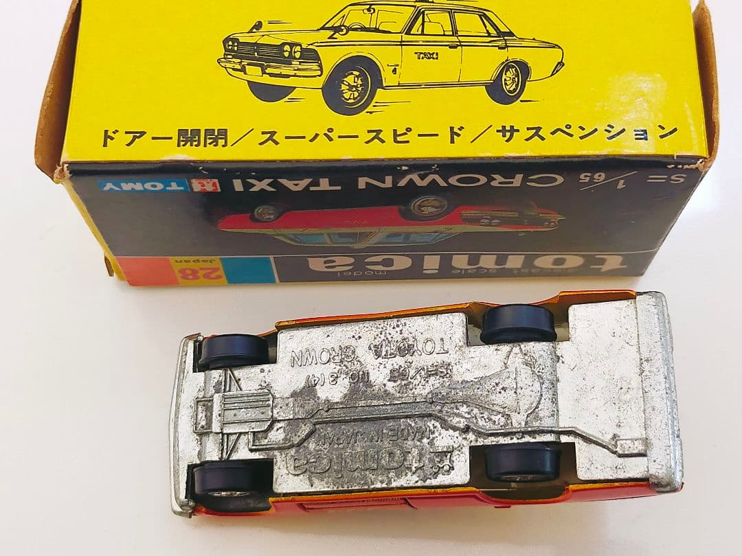 希少 最初期 No.28 クラウン タクシー 1Eホイール 日本製 黒箱 トミカ