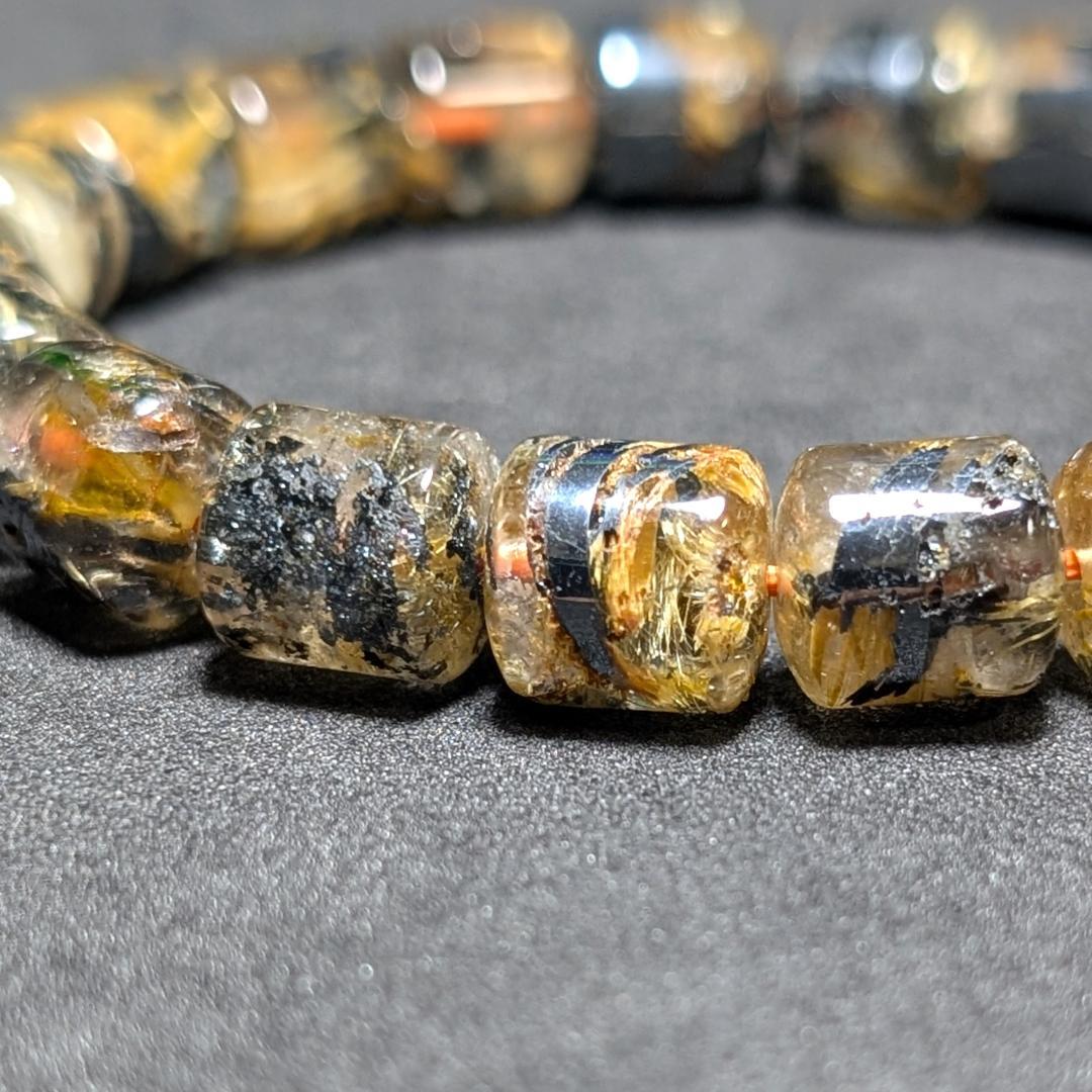 一点物 大量ヘマタイト入り!!太陽放射ルチル・スタールチルブレスレット 金運石